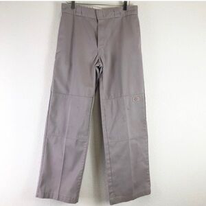 Dickies Loose Fit Double Knee Work Pants Straight Leg High Rise Silver 32x32